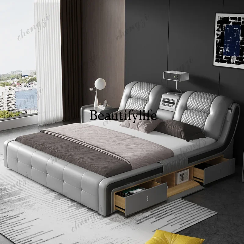Y136 tatami bed master bedroom queen bed modern simple double smart projector massage multi-function leather bed
Y136 tatami bed master bedroom queen bed modern simple double smart projector massage multi-function leather bed