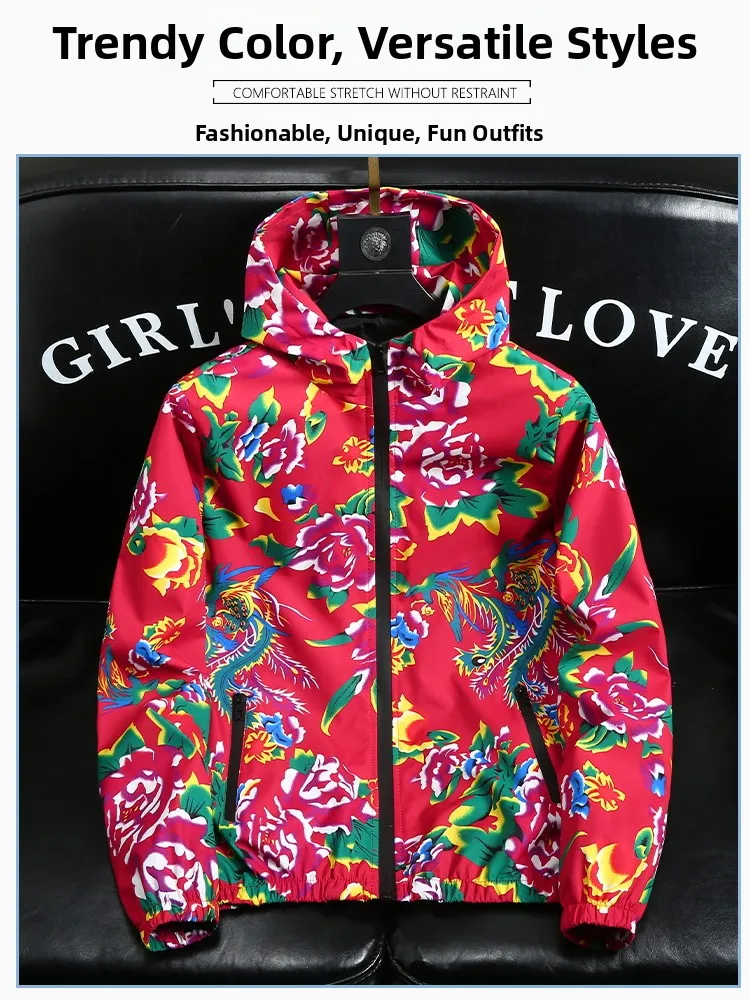 Модная демисезонная куртка с капюшоном для пар, с крупным цветочным принтом в северо-восточном стиле, ветрозащитная, из полиэфирного волокна, молодежная, стильная верхняя одежда
Модная демисезонная куртка с капюшоном для пар, с крупным цветочным принтом в северо-восточном стиле, ветрозащитная, из полиэфирного волокна, молодежная, стильная верхняя одежда