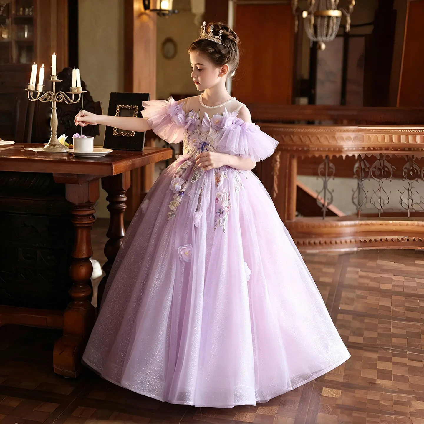 Jill Wish J222 Luxury Lilac Sequin Kids Dress 3D Flower Applique Ball Gown Girls Princess Pageant Evening Dress with Crown
Jill Wish J222 Luxury Lilac Sequin Kids Dress 3D Flower Applique Ball Gown Girls Princess Pageant Evening Dress with Crown