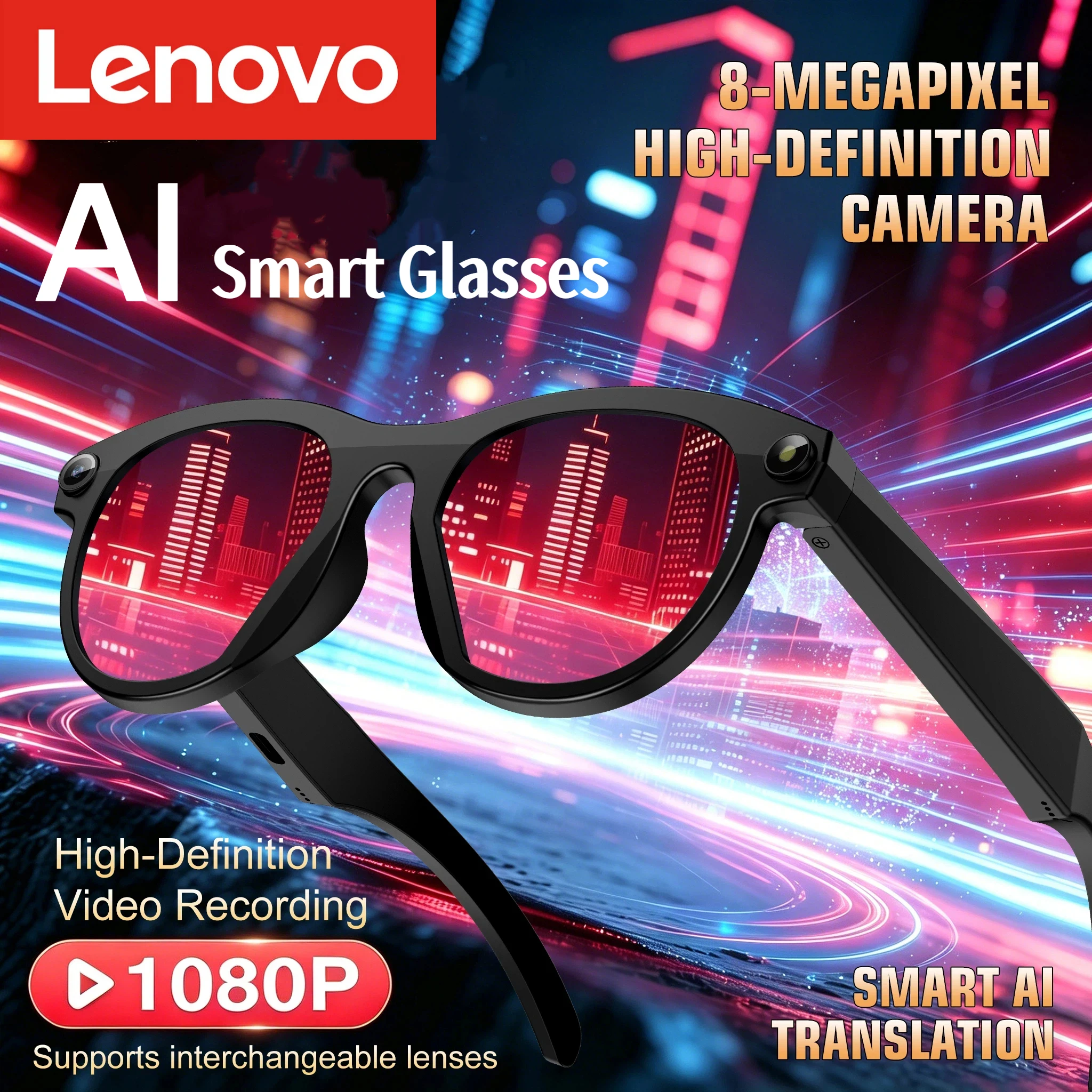 Lenovo ChatGPT4.0 8K HD Smart AI Glasses Changing 1200MP Translate Camera Bluetooth Call Voice Assistant Music Control NEW
Lenovo ChatGPT4.0 8K HD Smart AI Glasses Changing 1200MP Translate Camera Bluetooth Call Voice Assistant Music Control NEW
