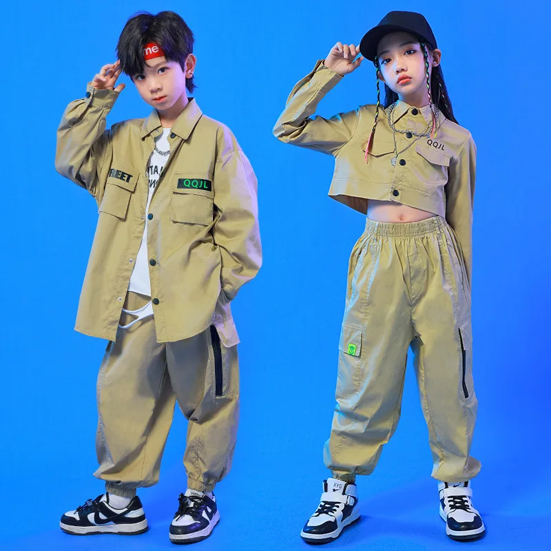Hip Hop Dance Costume Kids Kpop Clothes Girls Long Sleeves Tops Khaki Pants Teenagers Boys Street Dance Clothing Fashion BL9111
Hip Hop Dance Costume Kids Kpop Clothes Girls Long Sleeves Tops Khaki Pants Teenagers Boys Street Dance Clothing Fashion BL9111