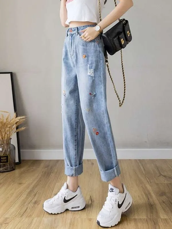 High Waist Ripped Jeans Women's Loose Fit Spring Summer New Cleanfit Sle Mid-aged plus Size Medium Elastici PU Fabric
High Waist Ripped Jeans Women's Loose Fit Spring Summer New Cleanfit Sle Mid-aged plus Size Medium Elastici PU Fabric
