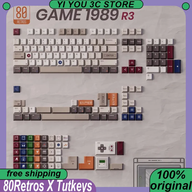 80 Retros X Tutkeys GAME 1989 Набор колпачков для клавиш Механическая клавиатура Ретро Английский Японский аксессуар для ПК Колпачки для клавиш GAMEBOY 
80 Retros X Tutkeys GAME 1989 Набор колпачков для клавиш Механическая клавиатура Ретро Английский Японский аксессуар для ПК Колпачки для клавиш GAMEBOY