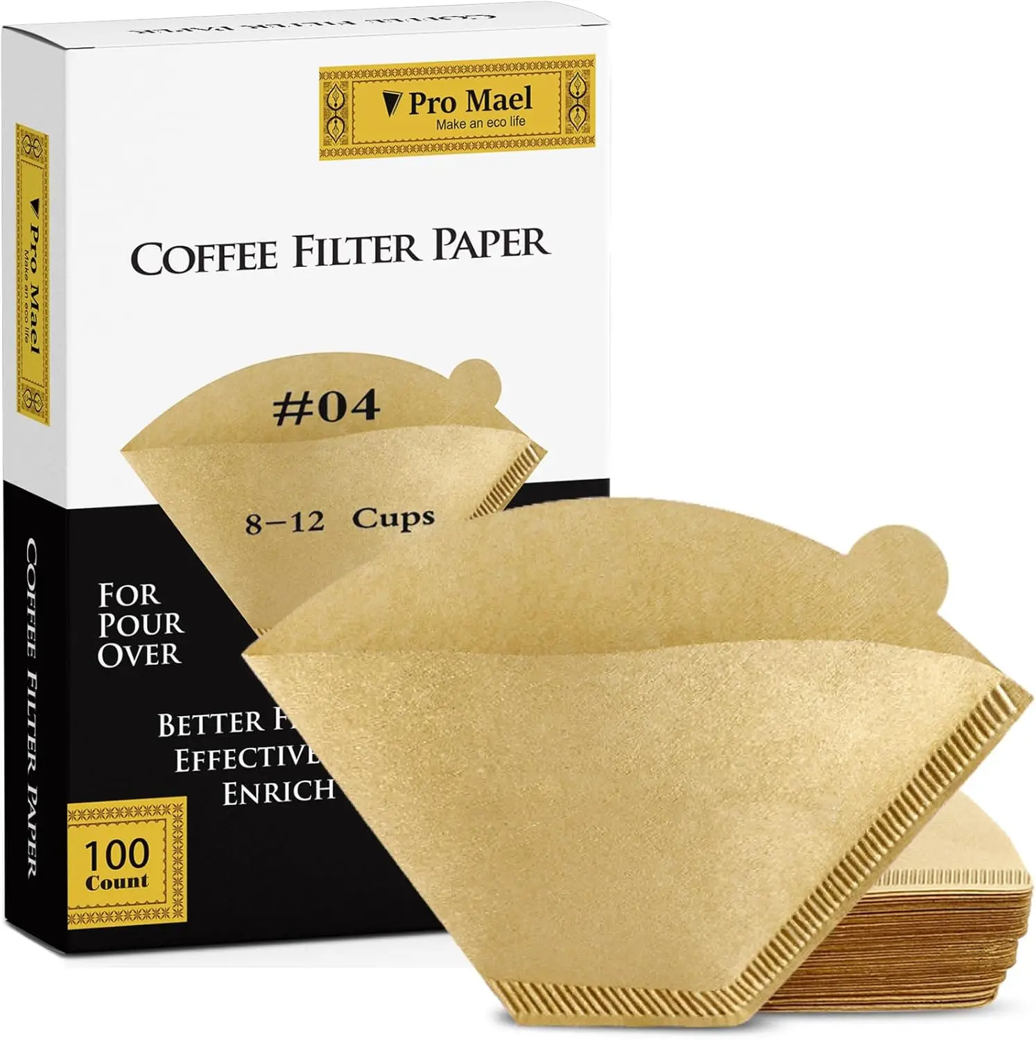 Unbleached Cone Coffee Filters #4, 8-12 Cup for Drip Coffee Makers
Unbleached Cone Coffee Filters #4, 8-12 Cup for Drip Coffee Makers