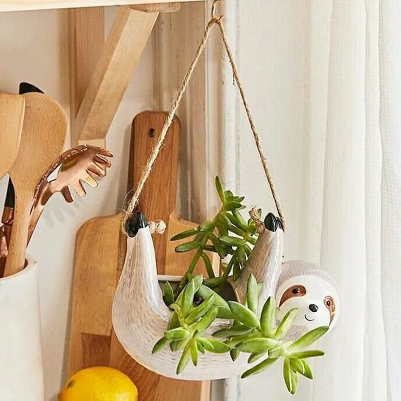 Cute Sloth Hanging Planter Ceramic Flower Pot for Succulents Cactu Air Plants Herbs Live Plants Indoor Outdoor Home Decor Garden
Cute Sloth Hanging Planter Ceramic Flower Pot for Succulents Cactu Air Plants Herbs Live Plants Indoor Outdoor Home Decor Garden