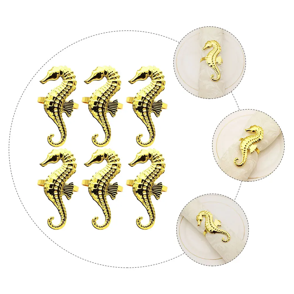 6pcs Creative Seahorse Shaped Rings Alloy Metal Napkin Buckles Dining Table Decor For Wedding Party Restaurant European Style 
6pcs Creative Seahorse Shaped Rings Alloy Metal Napkin Buckles Dining Table Decor For Wedding Party Restaurant European Style