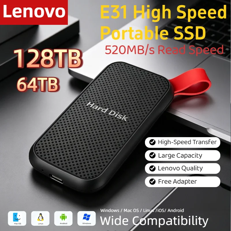 Внешний SSD-накопитель Lenovo E31 1 ТБ, 2 ТБ, 4 ТБ, USB 3.1, высокоскоростной портативный накопитель для ноутбуков, PS5, телефонов и игр
Внешний SSD-накопитель Lenovo E31 1 ТБ, 2 ТБ, 4 ТБ, USB 3.1, высокоскоростной портативный накопитель для ноутбуков, PS5, телефонов и игр
