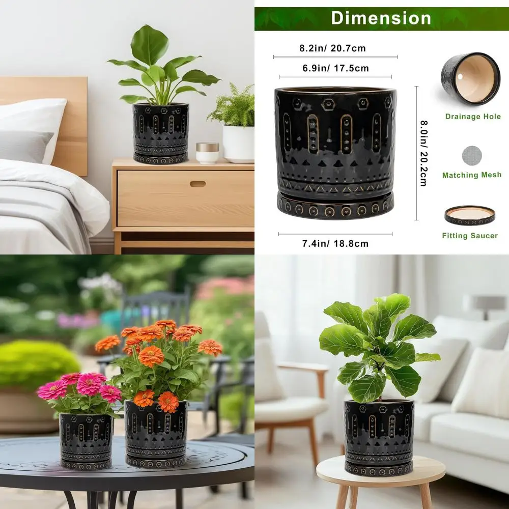 8-дюймовые горшки для растений для дома и улицы с дренажем и поддоном, декоративные круглые кашпо для сада, черные
8-дюймовые горшки для растений для дома и улицы с дренажем и поддоном, декоративные круглые кашпо для сада, черные