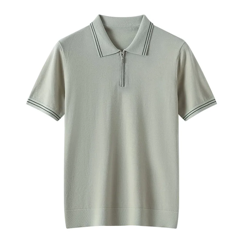 Men's 100% wool T-shirt business casual knitted pullover sweater short sleeved POLO collar Tees Pull fine spun wool zipperTops
Men's 100% wool T-shirt business casual knitted pullover sweater short sleeved POLO collar Tees Pull fine spun wool zipperTops
