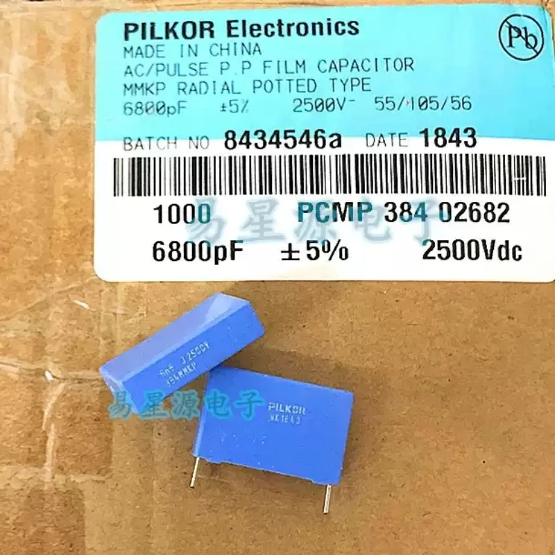 PILKOR 2500V682 0.0068UF 6N8 6.8NF 6800PF MKP 384 film capacitor
PILKOR 2500V682 0.0068UF 6N8 6.8NF 6800PF MKP 384 film capacitor