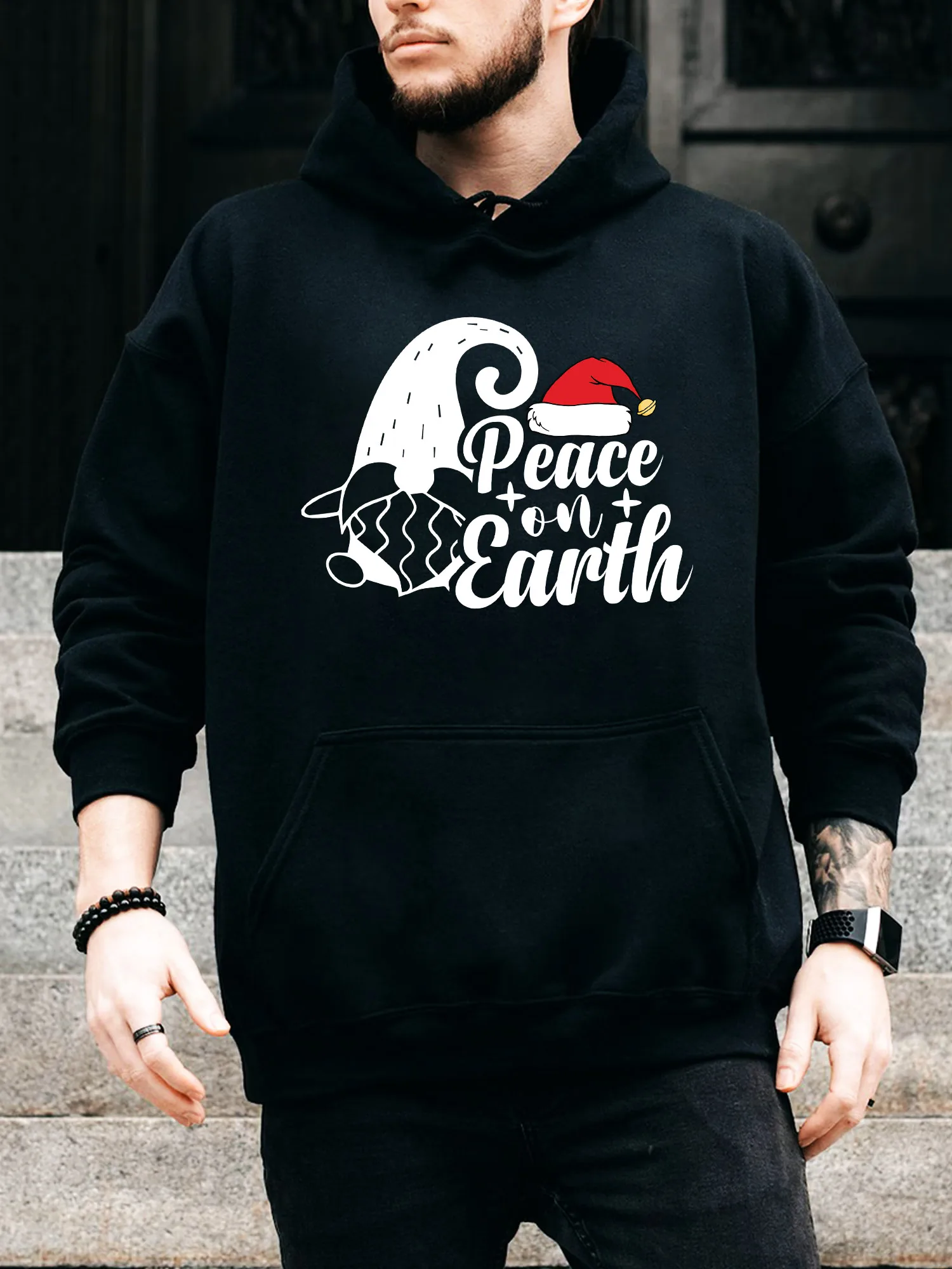 Мужская толстовка на шнурке Peace on Earth — повседневный удобный черный пуловер, осенне-зимняя толстовка с капюшоном
Мужская толстовка на шнурке Peace on Earth — повседневный удобный черный пуловер, осенне-зимняя толстовка с капюшоном
