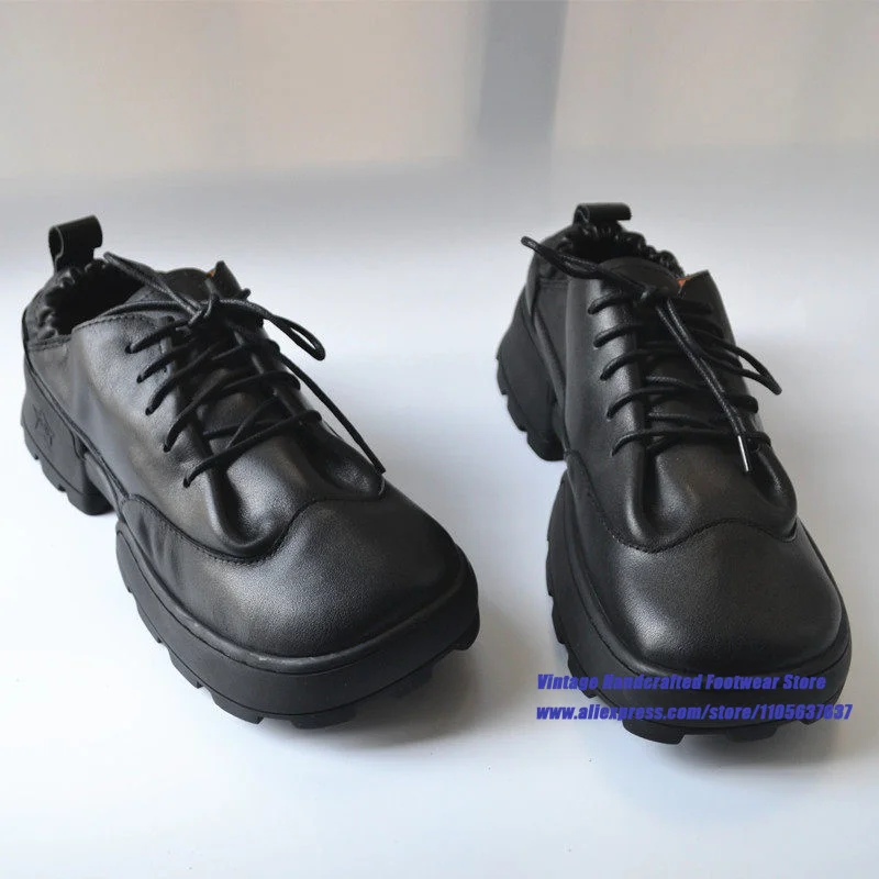 Black Leather Platform Oxford Shoes Square Toe Lace-Up Design Elastic Collar Chunky Sole Casual Shoes Handcrafted Men's Shoes
Black Leather Platform Oxford Shoes Square Toe Lace-Up Design Elastic Collar Chunky Sole Casual Shoes Handcrafted Men's Shoes