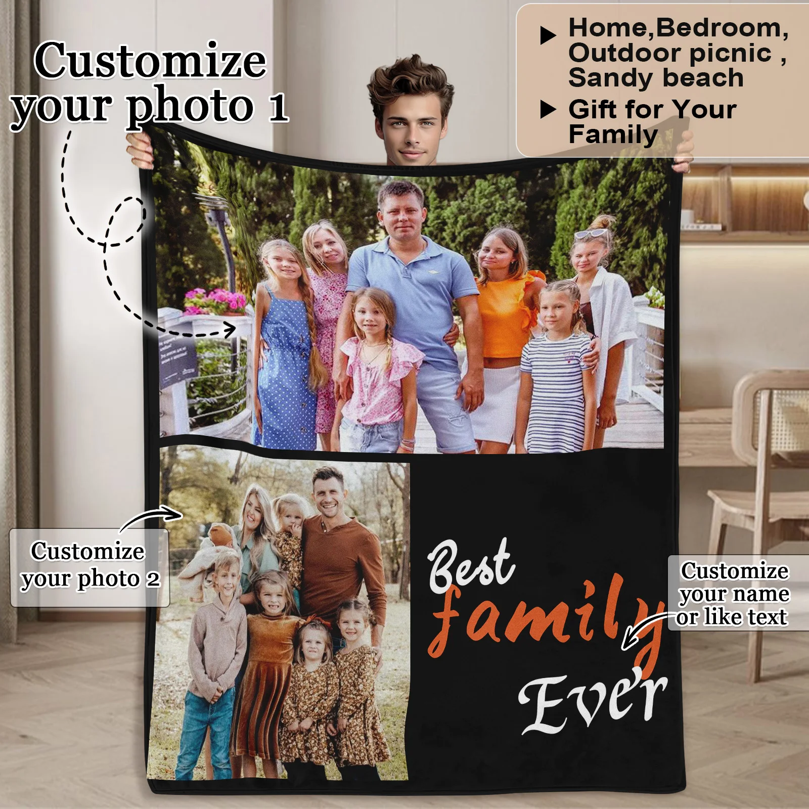 Customized Family Commemorative Decoration custom photo Text blanket First trip with my family Washable antifouling tapestry
Customized Family Commemorative Decoration custom photo Text blanket First trip with my family Washable antifouling tapestry