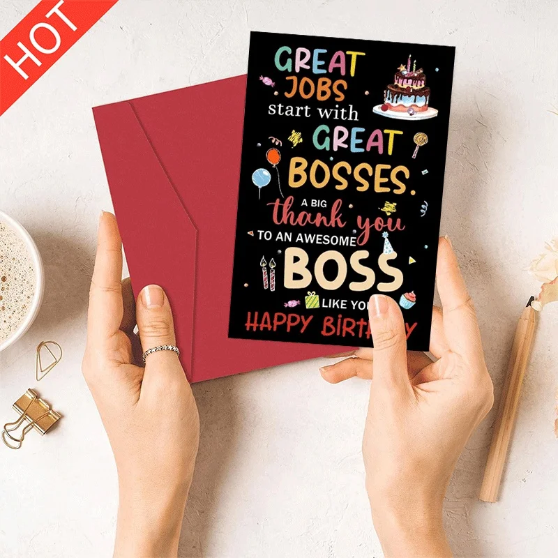 Happy Birthday Boss Card, Great Boss Appreciation Thank You Greeting Card for Awesome Boss, Birthday Gift Card for Boss
Happy Birthday Boss Card, Great Boss Appreciation Thank You Greeting Card for Awesome Boss, Birthday Gift Card for Boss