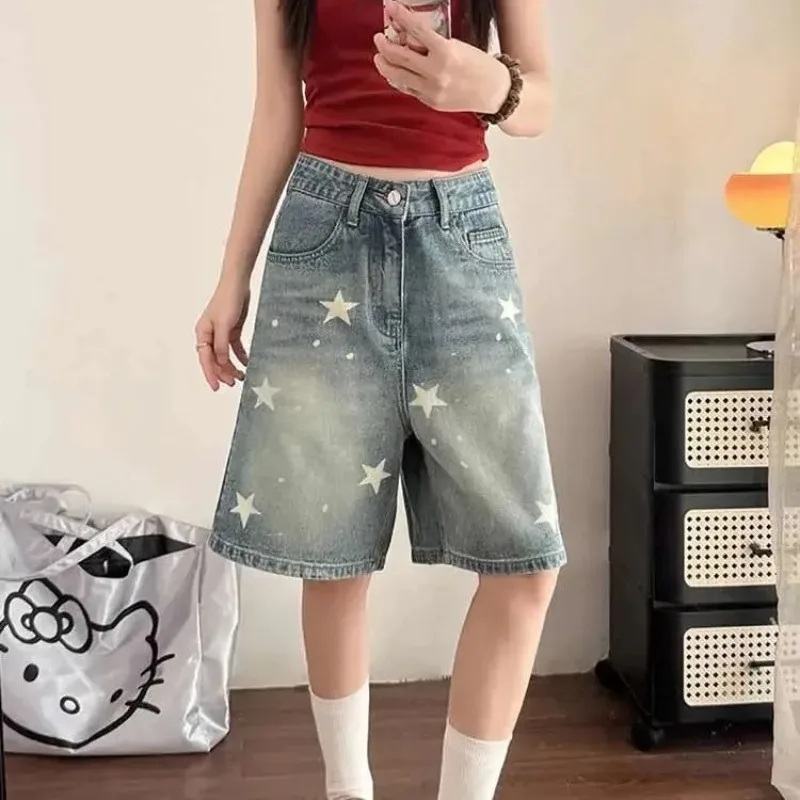 2026 New Vintage Star Print Denim Jorts Women High Waist Loose Straight Knee Length Shorts Streetwear Casual Summer
2026 New Vintage Star Print Denim Jorts Women High Waist Loose Straight Knee Length Shorts Streetwear Casual Summer