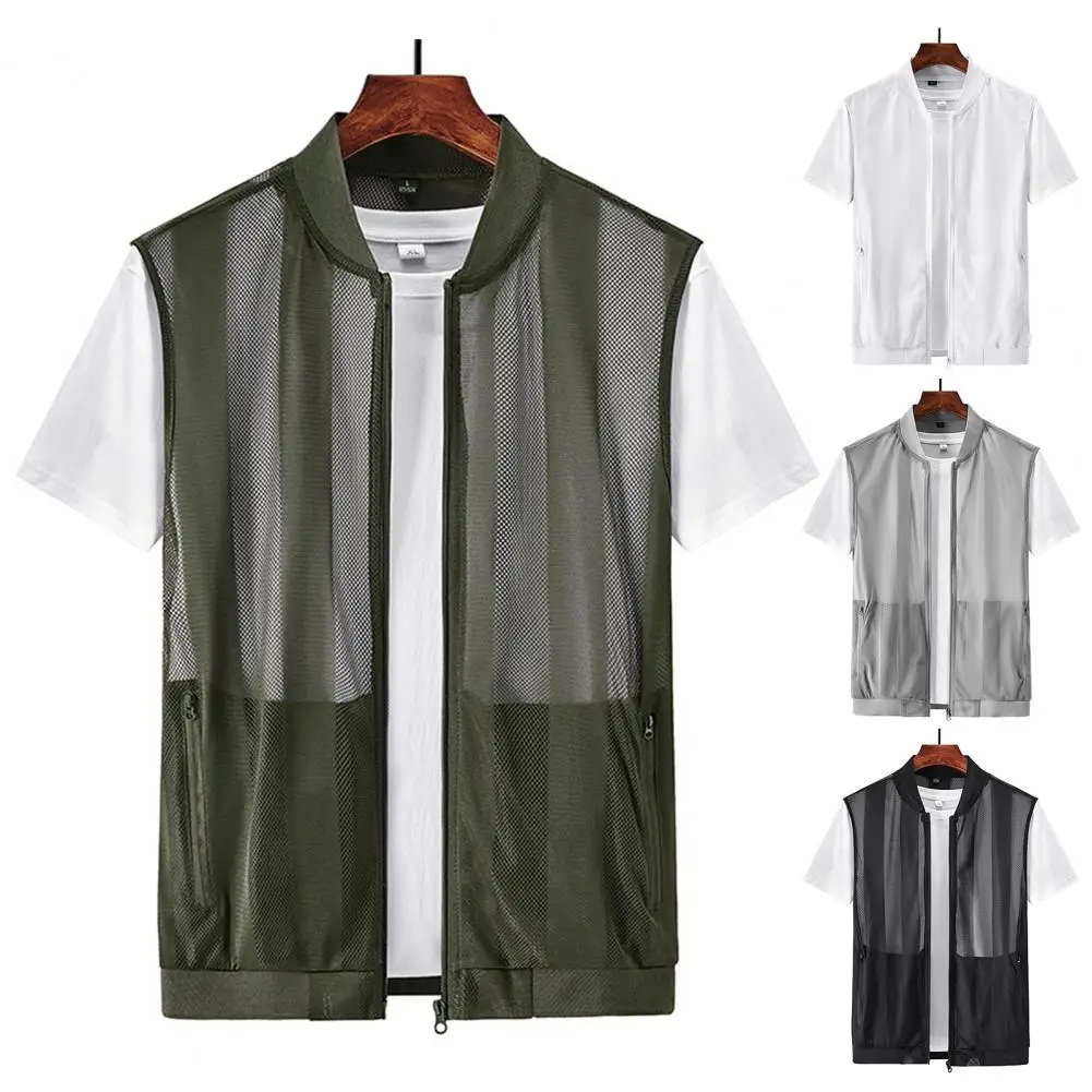 Summer Mens Mesh Fishing Vests Outdoor Work Baseball Collar Zipper Jacket Men Quick-drying Stripe Skin Clothes Hiking Vest
Summer Mens Mesh Fishing Vests Outdoor Work Baseball Collar Zipper Jacket Men Quick-drying Stripe Skin Clothes Hiking Vest