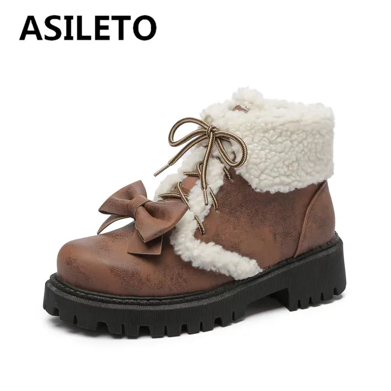 ASILETO Sweet Girls Ankle Boots Round Toe Thick Heels 4cm Lace Up Bowknot Plus Size 42 43 Casual Daily Women Winter Warm Bota
ASILETO Sweet Girls Ankle Boots Round Toe Thick Heels 4cm Lace Up Bowknot Plus Size 42 43 Casual Daily Women Winter Warm Bota