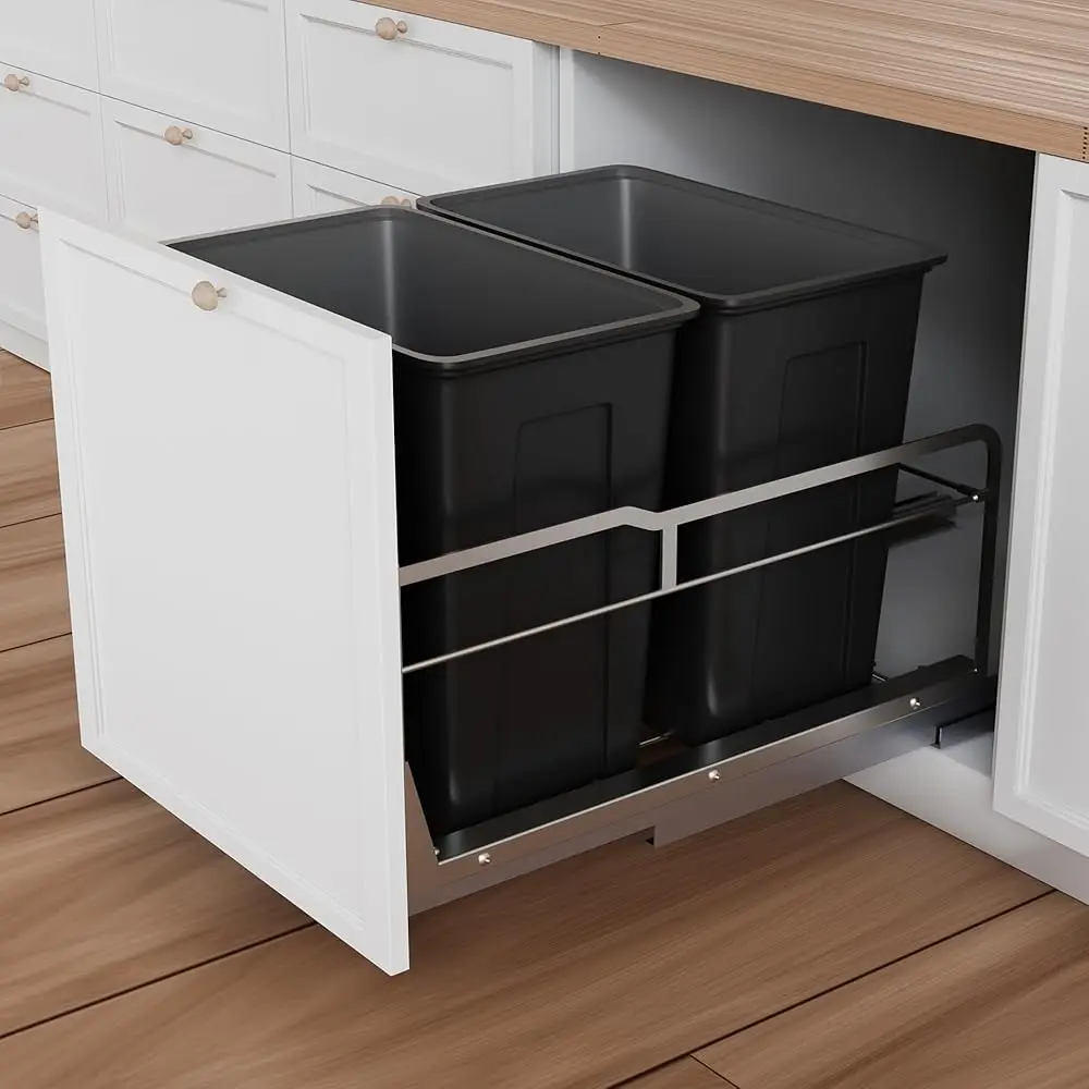 Dual Pull Out Trash Can Under Cabinet With Soft-Close Slides, Heavy Duty Under Sink Trash Can Kit For Kitchen, Garbage Can Not
Dual Pull Out Trash Can Under Cabinet With Soft-Close Slides, Heavy Duty Under Sink Trash Can Kit For Kitchen, Garbage Can Not