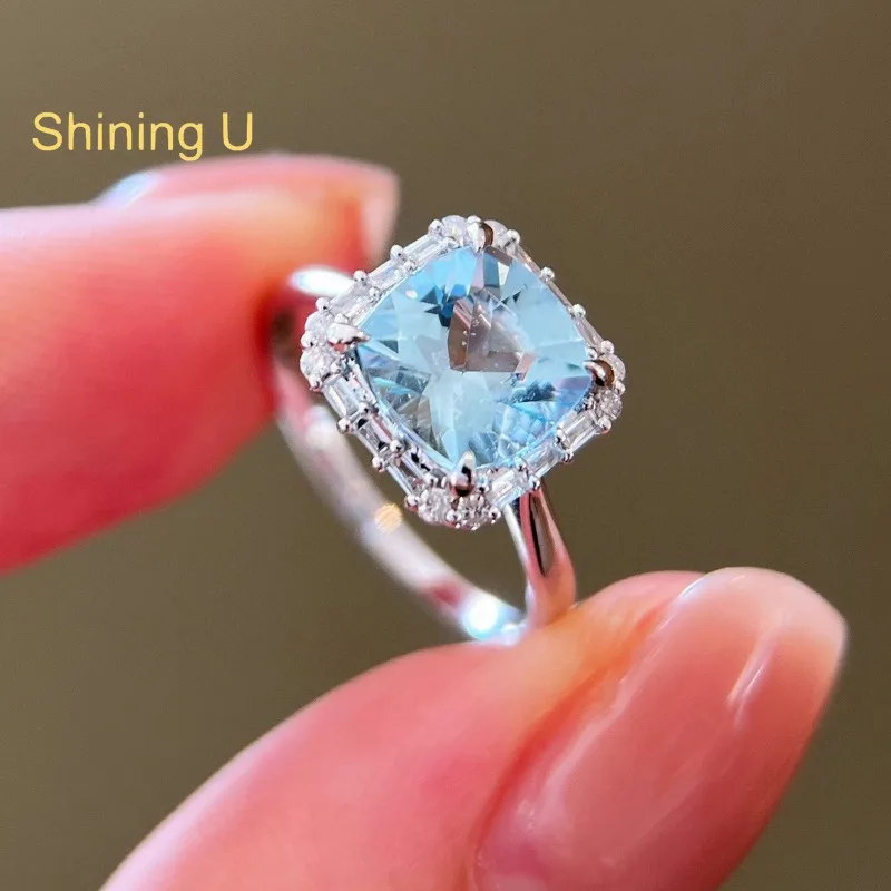Shining U 925 Sterling Silver Asscher Cut Aquamarine Ring for Women Fine Jewelry Summer
Shining U 925 Sterling Silver Asscher Cut Aquamarine Ring for Women Fine Jewelry Summer