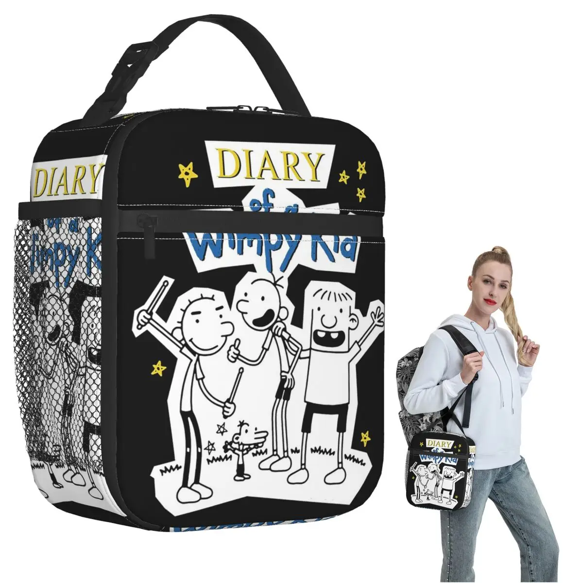Дневник Wimpy Kid Group Изолированная сумка для обеда для женщин и детей Портативные коробки для еды Термальный ланч-бокс Tote
Дневник Wimpy Kid Group Изолированная сумка для обеда для женщин и детей Портативные коробки для еды Термальный ланч-бокс Tote