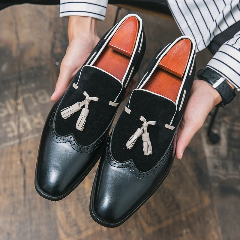 Men Loafers with PU Splicing Fashionable Comfortable Versatile Tassel Business Party Formal Men Shoes
Men Loafers with PU Splicing Fashionable Comfortable Versatile Tassel Business Party Formal Men Shoes