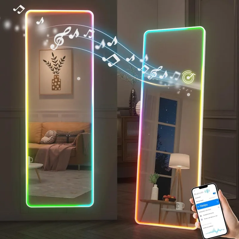 55"x18" LED Full Length Mirror with Stand, Full Body Mirror with Bluetooth Speaker, Light Up Floor Mirror, Wall Mirror Full Size
55"x18" LED Full Length Mirror with Stand, Full Body Mirror with Bluetooth Speaker, Light Up Floor Mirror, Wall Mirror Full Size