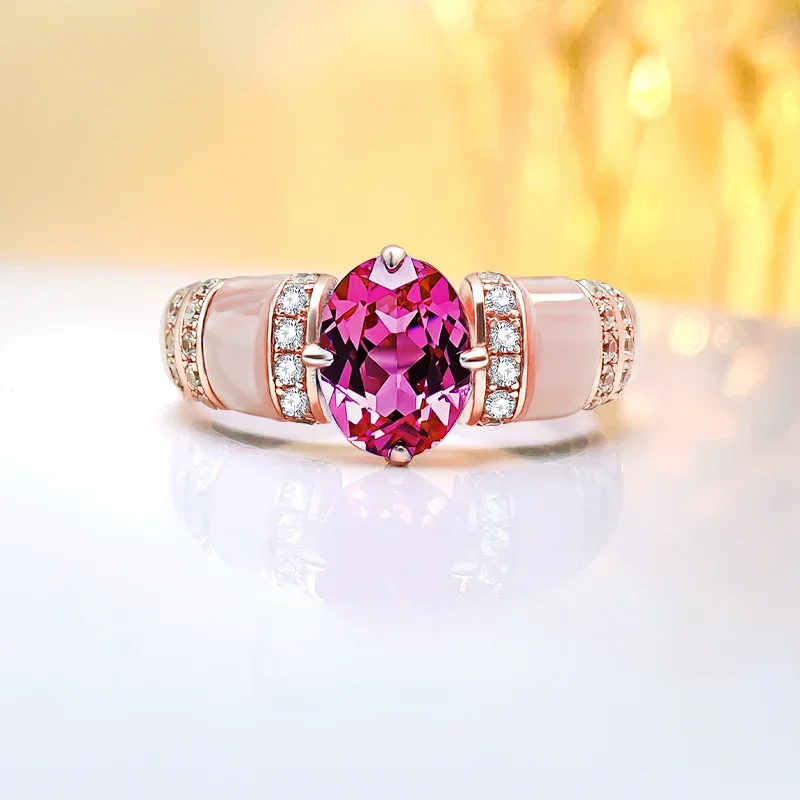 925 Sterling Silver Tourmaline Ring Set with High Carbon Diamond for Women, Versatile and Versatile Rose Red Wedding Jewelry
925 Sterling Silver Tourmaline Ring Set with High Carbon Diamond for Women, Versatile and Versatile Rose Red Wedding Jewelry
