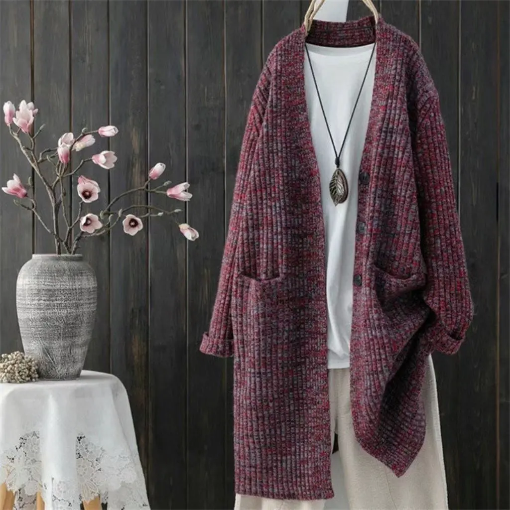 Women's Loose Knitted Cardigan Mixed Color Autumn Winter Trendy Sweater Lazy Style New
Women's Loose Knitted Cardigan Mixed Color Autumn Winter Trendy Sweater Lazy Style New