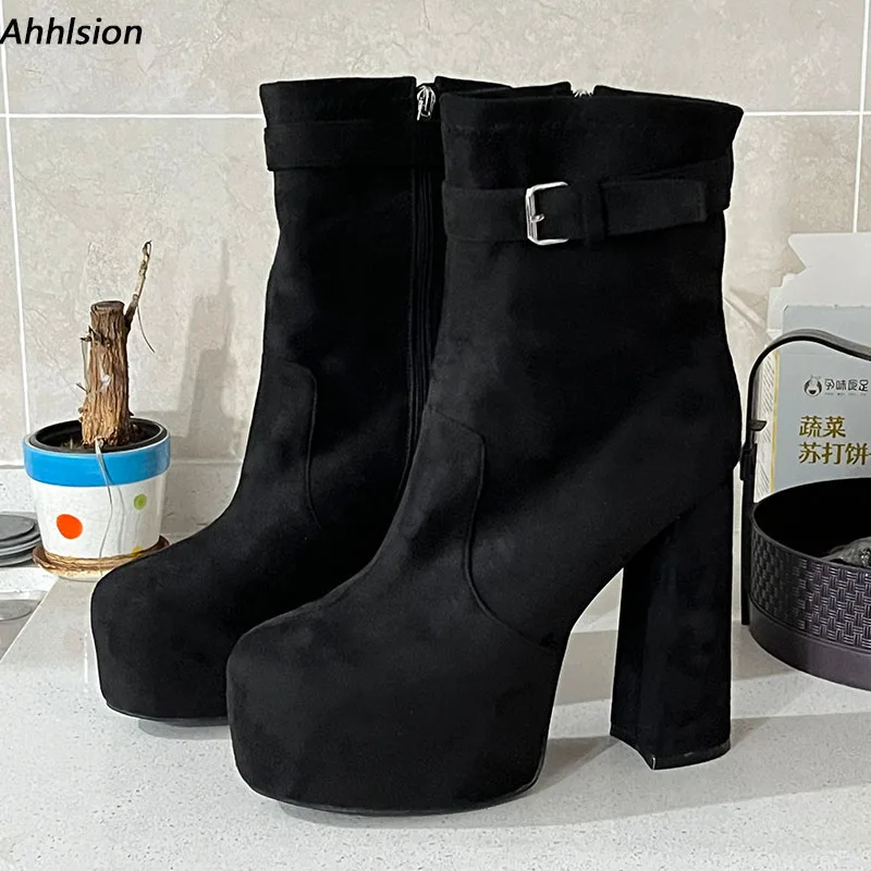 Ahhlsion/Новые женские зимние ботильоны на платформе, на массивном высоком каблуке с круглым носком, крутая черная уличная обувь, женские размеры США, большие размеры 5-20
Ahhlsion/Новые женские зимние ботильоны на платформе, на массивном высоком каблуке с круглым носком, крутая черная уличная обувь, женские размеры США, большие размеры 5-20