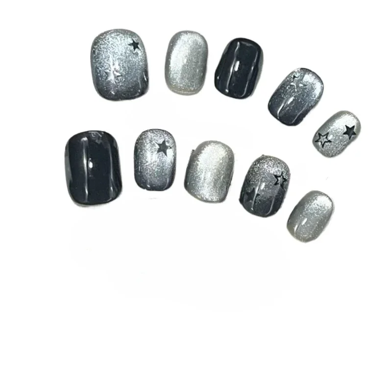 *Dark star spar cat's eye sweet and cool hot girl pure handmade armor, advanced temperament white niche short manicure
*Dark star spar cat's eye sweet and cool hot girl pure handmade armor, advanced temperament white niche short manicure