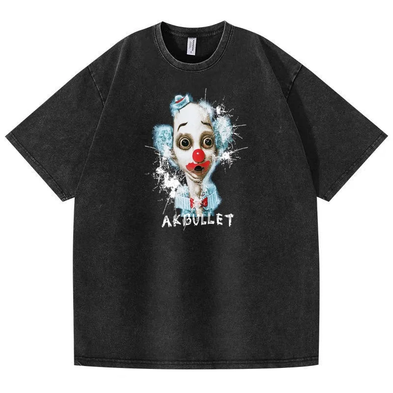 American retro clown print pure cotton short sleeved T-shirt for men and women, design sense 2025 new summer couple's top
American retro clown print pure cotton short sleeved T-shirt for men and women, design sense 2025 new summer couple's top