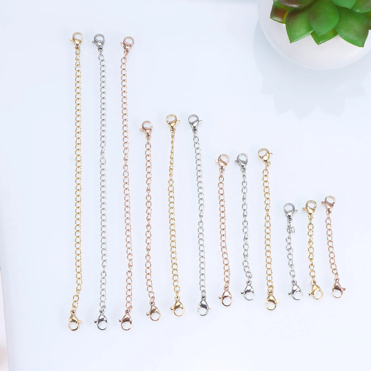 12Pcs Chain Extenders with Lobster Clasps 4 Sizes 50Mm 75Mm 100Mm 150Mm Stainless Steel for Jewelry Making Supplies Silver
12Pcs Chain Extenders with Lobster Clasps 4 Sizes 50Mm 75Mm 100Mm 150Mm Stainless Steel for Jewelry Making Supplies Silver