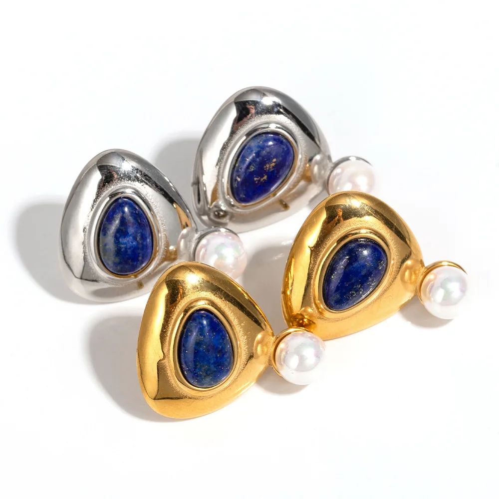 Stainless Steel PVD 18K Gold Plated Tarnish Pearl Blue Stone Triangle Earrings For Woman Jewelry Wholesale 2023 Trendy
Stainless Steel PVD 18K Gold Plated Tarnish Pearl Blue Stone Triangle Earrings For Woman Jewelry Wholesale 2023 Trendy