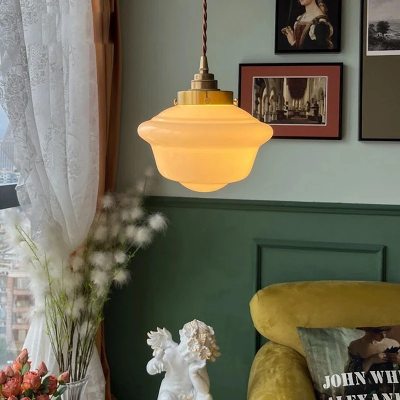 American Retro Milk Glass Pendant Lamp Gold Hanging Light Chandelier Kitchen Dining Room Vintage Home Decor Lighting Fixture
American Retro Milk Glass Pendant Lamp Gold Hanging Light Chandelier Kitchen Dining Room Vintage Home Decor Lighting Fixture