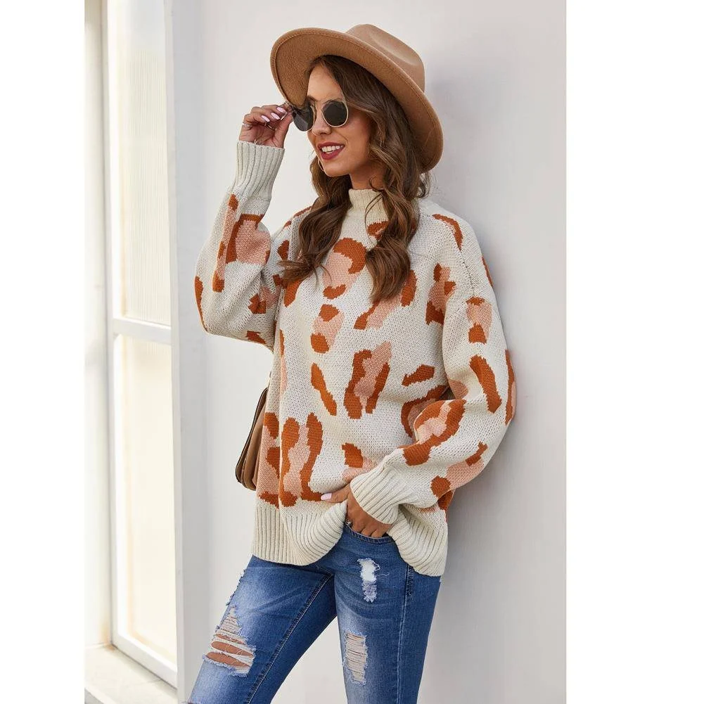 Осенний модный вязаный свитер с леопардовым принтом, женский накладной свитер из полиэфирного волокна, обычный светящийся принт, сращивание Sle
Осенний модный вязаный свитер с леопардовым принтом, женский накладной свитер из полиэфирного волокна, обычный светящийся принт, сращивание Sle