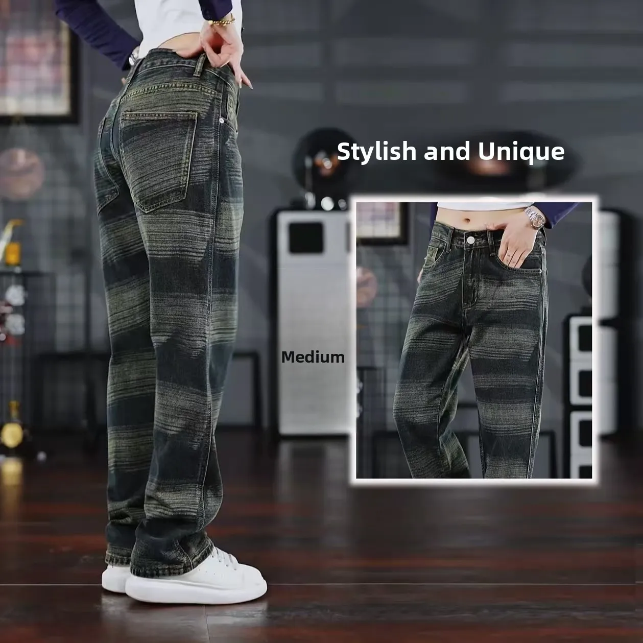 Premium Casual Men's Striped Washed Denim Jeans Straight Leg Loose Fit Fashion Urban Cotton Polyester Blend Autumn Wear
Premium Casual Men's Striped Washed Denim Jeans Straight Leg Loose Fit Fashion Urban Cotton Polyester Blend Autumn Wear