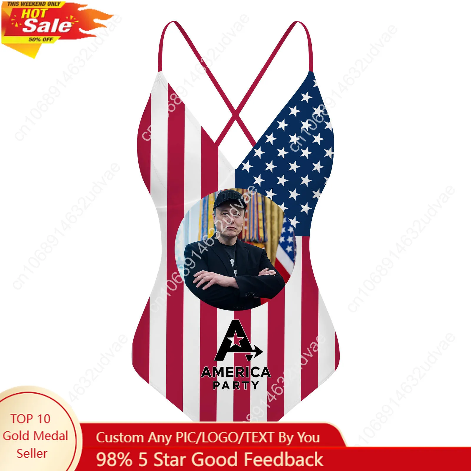 America Party V-neck Halter Back Swimsuit Womens Bathing Suits Elon Musk Custom Bikini Sexy Party Swimwear Tailored Beachwear
America Party V-neck Halter Back Swimsuit Womens Bathing Suits Elon Musk Custom Bikini Sexy Party Swimwear Tailored Beachwear