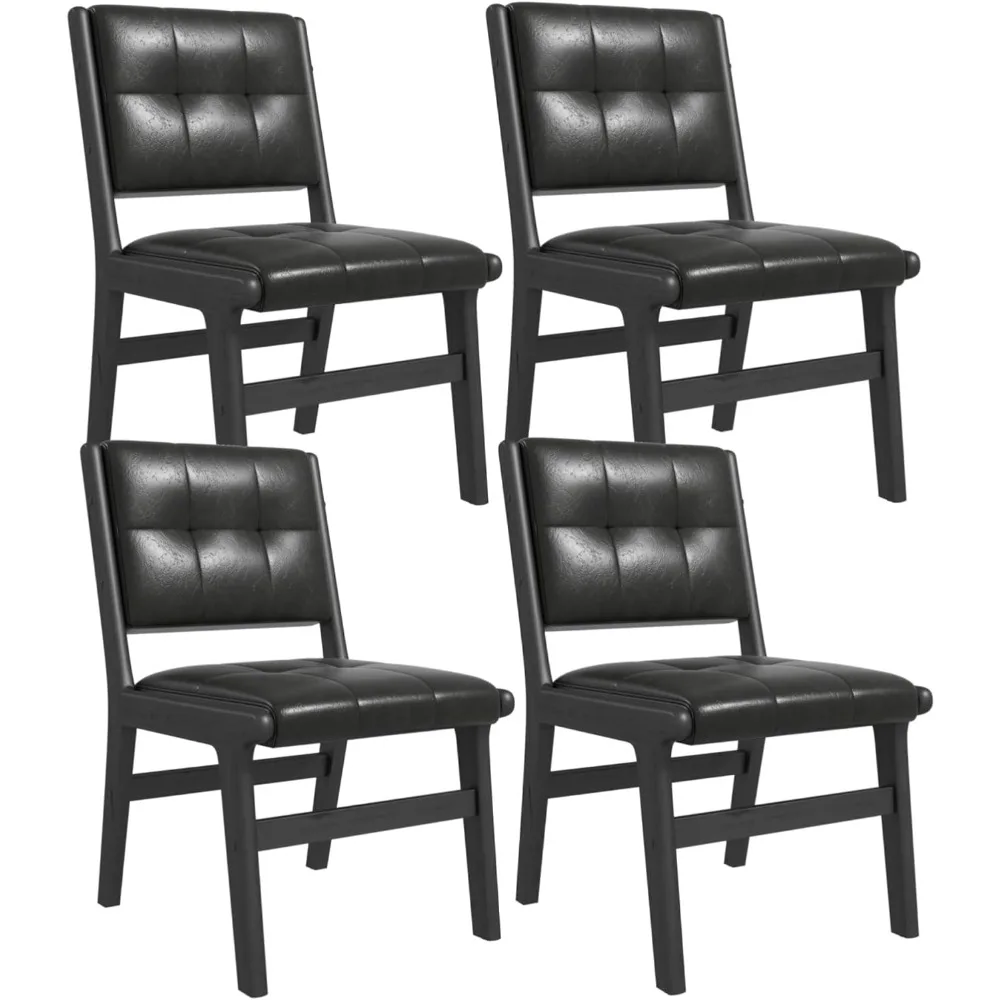 Faux Leather Dining Chairs Set of 4, Dining Room Armless Kitchen Chairs with Comfy Back, Solid Wood Frame & Upholstered Cushion
Faux Leather Dining Chairs Set of 4, Dining Room Armless Kitchen Chairs with Comfy Back, Solid Wood Frame & Upholstered Cushion