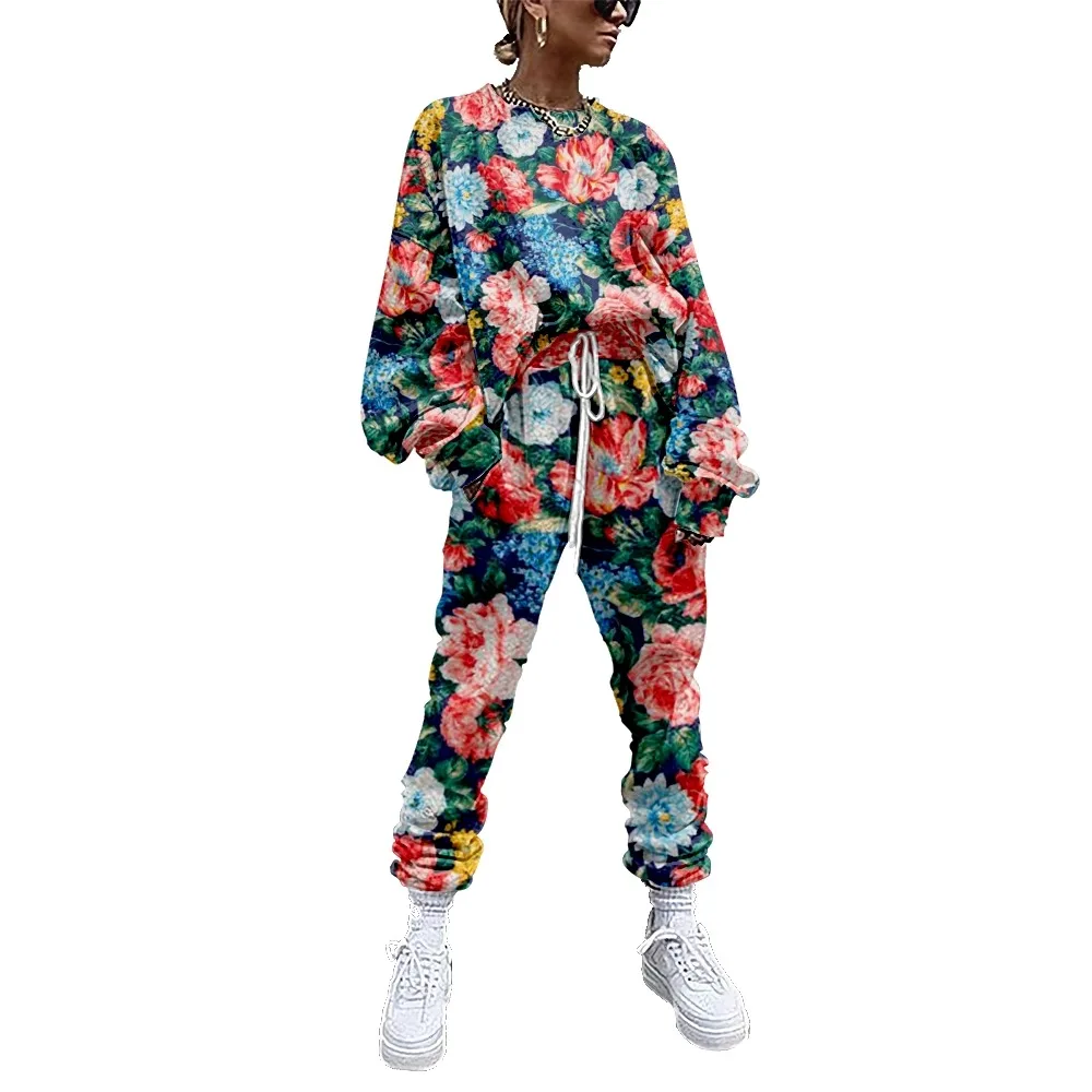 Women Tracksuit 2 Piece Outfit Flower Print Sweatshirt+Straight Sweatpants Matching Set Fitness Sporty Streetwear
Women Tracksuit 2 Piece Outfit Flower Print Sweatshirt+Straight Sweatpants Matching Set Fitness Sporty Streetwear