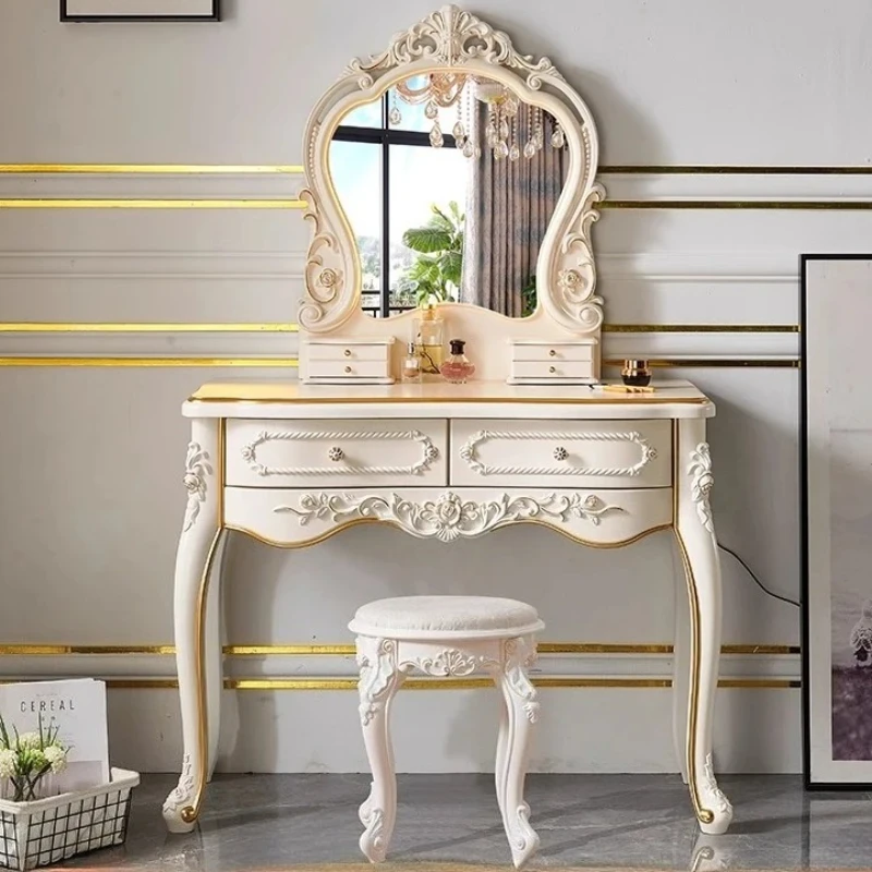 Luxury Bedroom Modern European Style Dressing Table With Mirror And Seat Makeup Vanity Desk Comfortable For Home Furniture
Luxury Bedroom Modern European Style Dressing Table With Mirror And Seat Makeup Vanity Desk Comfortable For Home Furniture