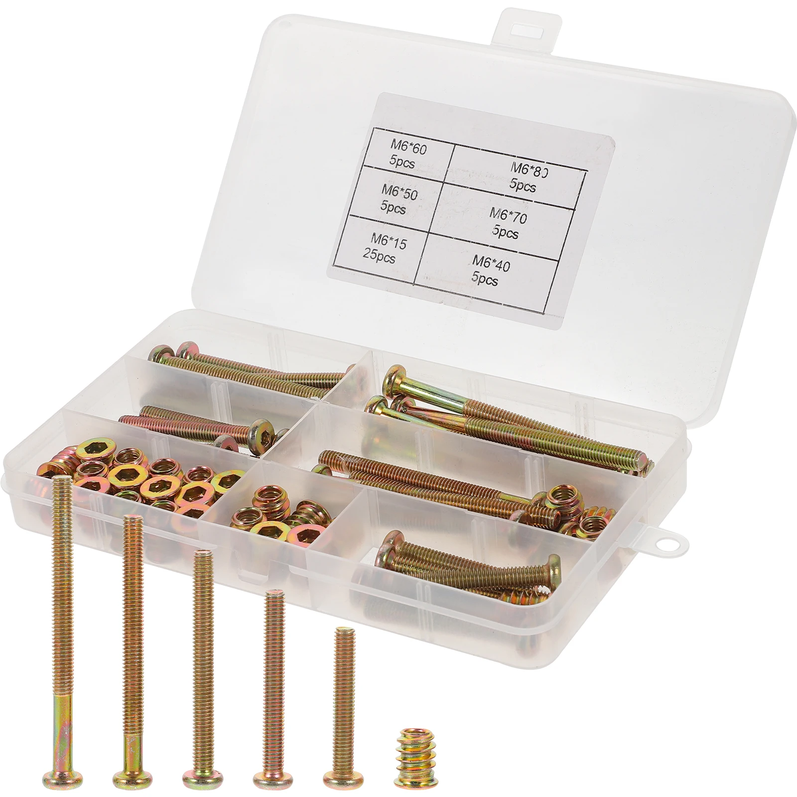 1 set 25 Sets M6x15mm Zinc Steel Threaded Inserts Furniture Flange Nuts Bolts Kit 5 Sizes Box Furniture Hardware Durability Anti
1 set 25 Sets M6x15mm Zinc Steel Threaded Inserts Furniture Flange Nuts Bolts Kit 5 Sizes Box Furniture Hardware Durability Anti