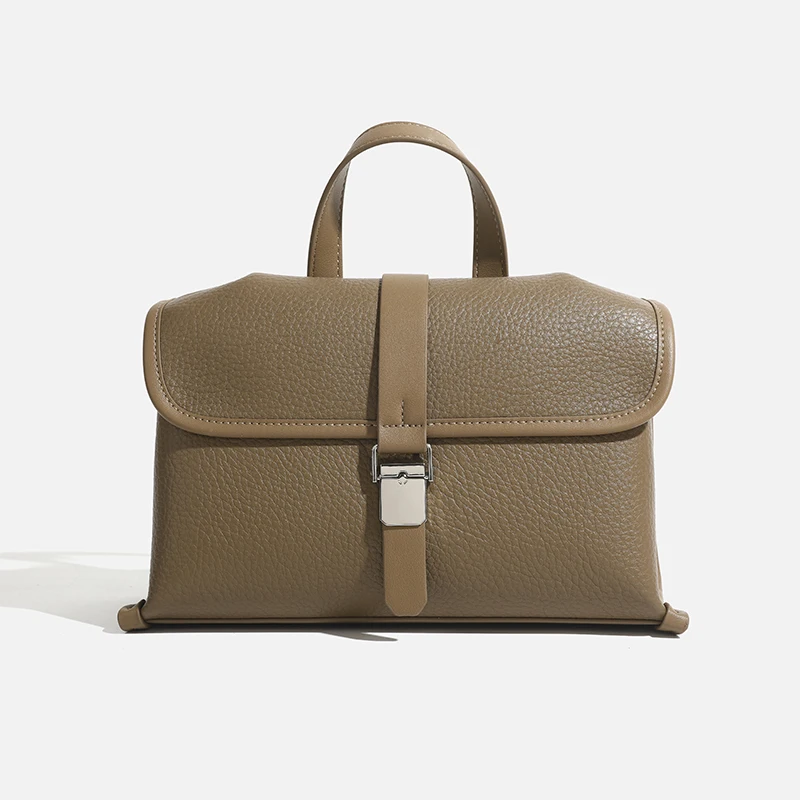 Women Olive Green Pebbled Leather Handbag with Silver Push Lock Flap Top Handle Satchel Bag Vintage Style Crossbody Shoulder Bag
Women Olive Green Pebbled Leather Handbag with Silver Push Lock Flap Top Handle Satchel Bag Vintage Style Crossbody Shoulder Bag