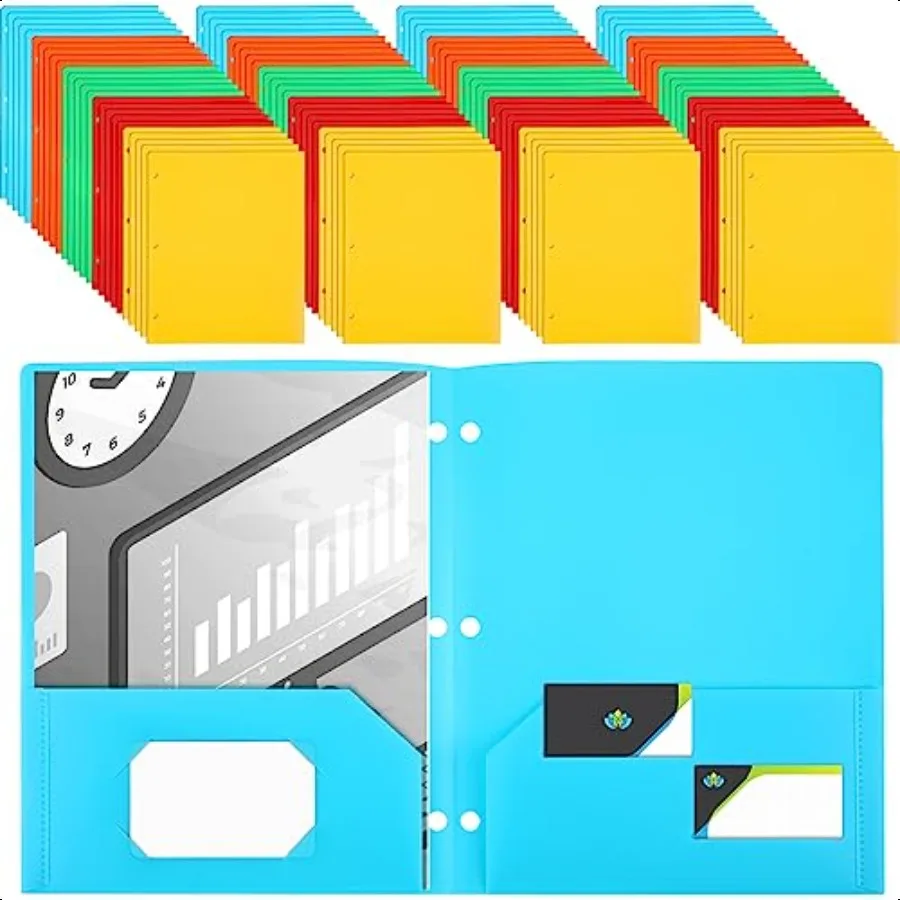 100 Pcs Plastic Folders with Pockets Heavy Duty Folders Bulk with 4 Pockets 3 Hole Punch Pocket Folders with Busin Card Slot fo
100 Pcs Plastic Folders with Pockets Heavy Duty Folders Bulk with 4 Pockets 3 Hole Punch Pocket Folders with Busin Card Slot fo