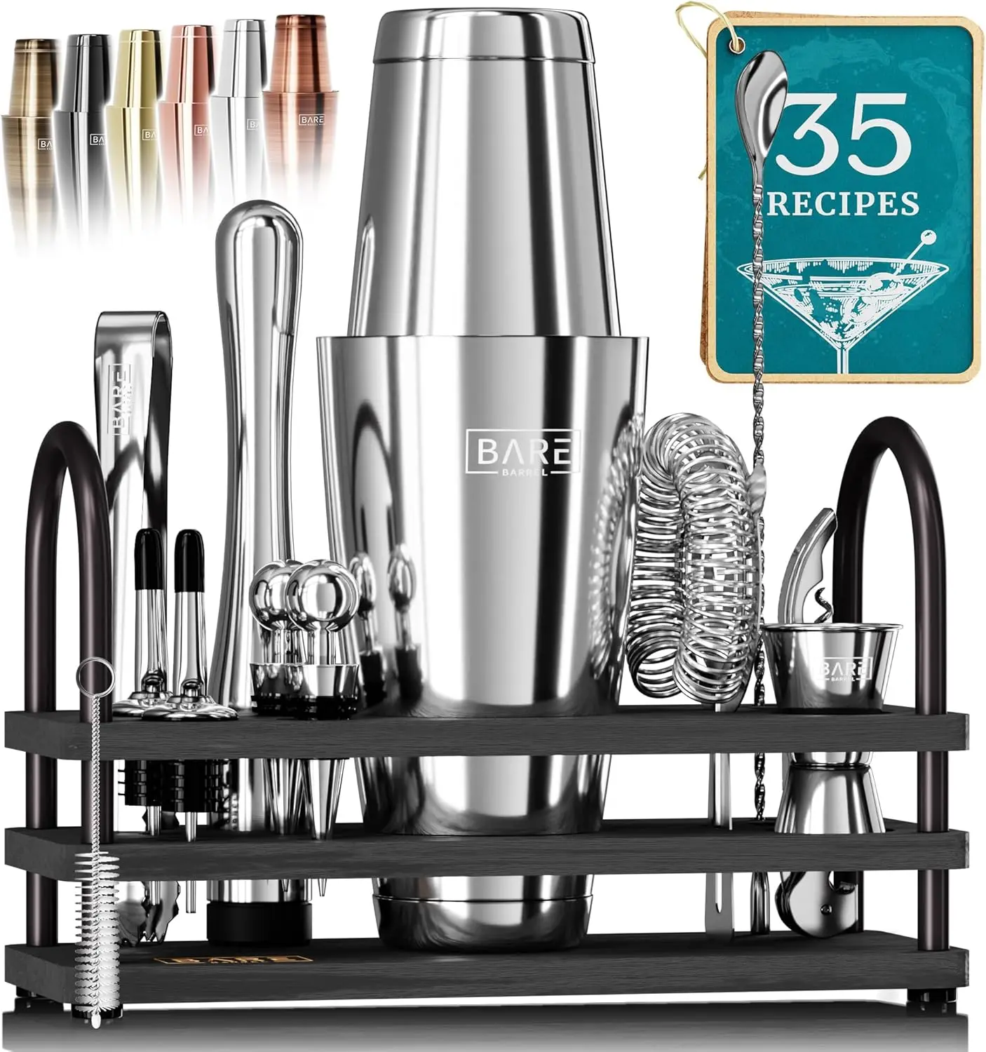 14-Piece Cocktail Shaker Set with 35 Recipe Cards, Boston Shaker & Bamboo Organizer for Home Bartending
14-Piece Cocktail Shaker Set with 35 Recipe Cards, Boston Shaker & Bamboo Organizer for Home Bartending