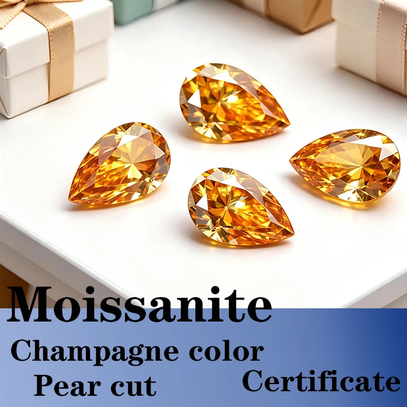 Pear Cut Champagne Color Moissanite Synthetic Gemstone with Certificate Factory Wholesale Price
Pear Cut Champagne Color Moissanite Synthetic Gemstone with Certificate Factory Wholesale Price