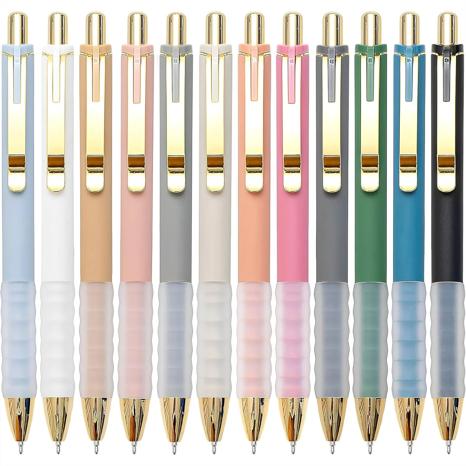 Retractable Ballpoint Pens Medium Point 1mm Black Ink with Soft Grip for Office School Writing (Gold, 12-Pack)
Retractable Ballpoint Pens Medium Point 1mm Black Ink with Soft Grip for Office School Writing (Gold, 12-Pack)