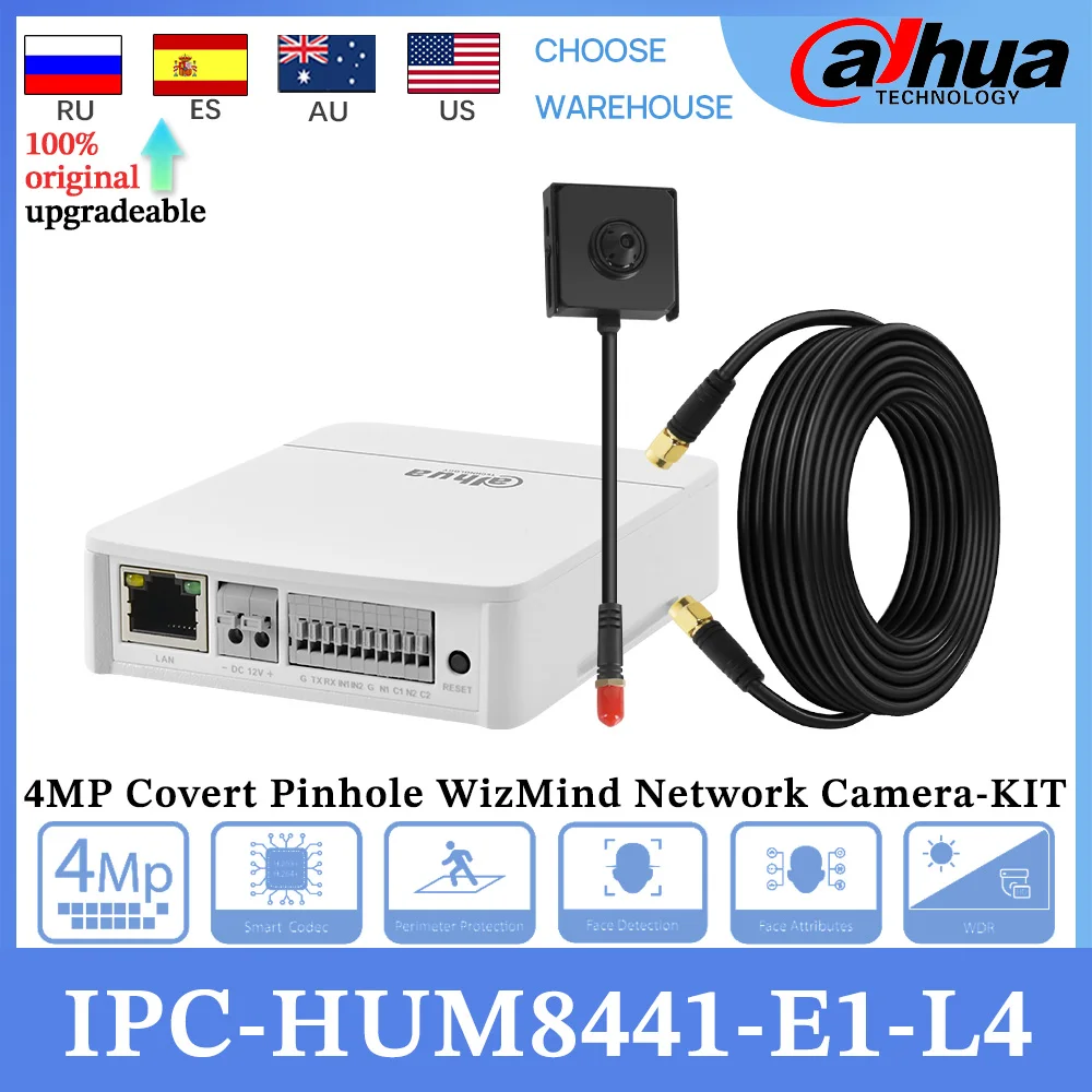 Оригинальная сетевая камера Dahua IPC-HUM8441-E1-L4, 4 МП, скрытая камера-обскура WizMind POE, комплект Starlight IVS, слот SD, интеллектуальное обнаружение объектов
Оригинальная сетевая камера Dahua IPC-HUM8441-E1-L4, 4 МП, скрытая камера-обскура WizMind POE, комплект Starlight IVS, слот SD, интеллектуальное обнаружение объектов