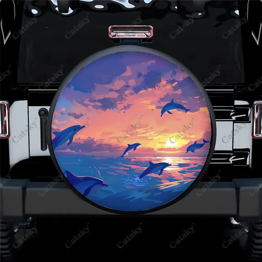 Joyful Jumping Animal Dolphins Universal Car Spare Tire Cover Auto Accessories Wheel Protect for Trailer SUV Truck Camper14-17in 
Joyful Jumping Animal Dolphins Universal Car Spare Tire Cover Auto Accessories Wheel Protect for Trailer SUV Truck Camper14-17in
