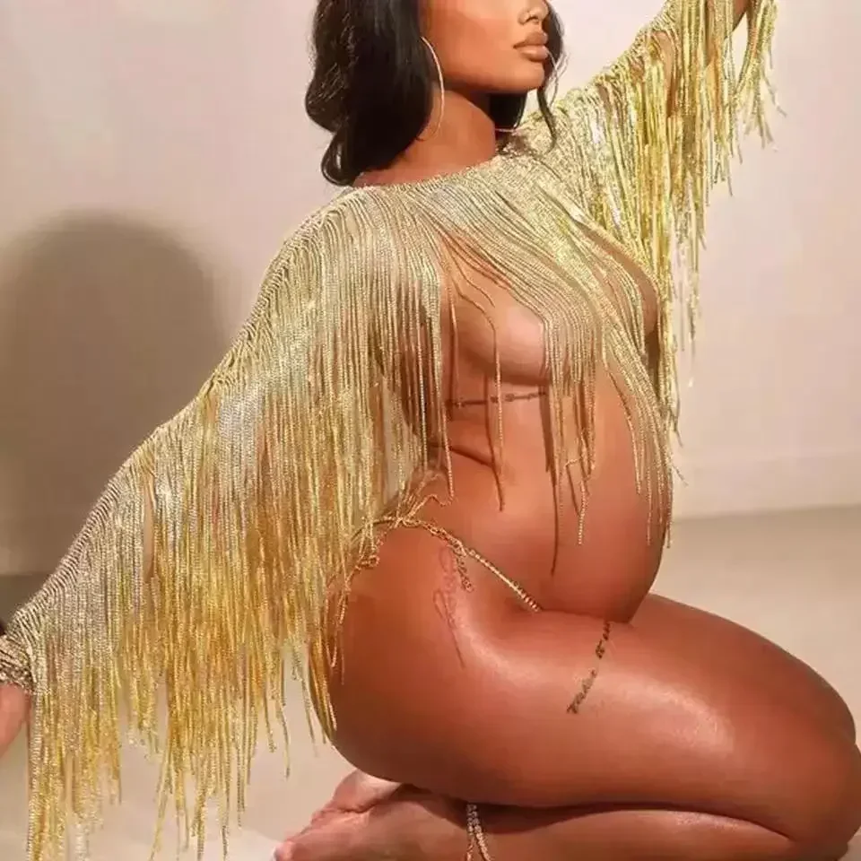 Maternity Dresses Photography Props Sexy Bodies Bikinis Long Tassel Underwear Aesthetic Shoulder Rhinestone Bra Rave For Woman
Maternity Dresses Photography Props Sexy Bodies Bikinis Long Tassel Underwear Aesthetic Shoulder Rhinestone Bra Rave For Woman