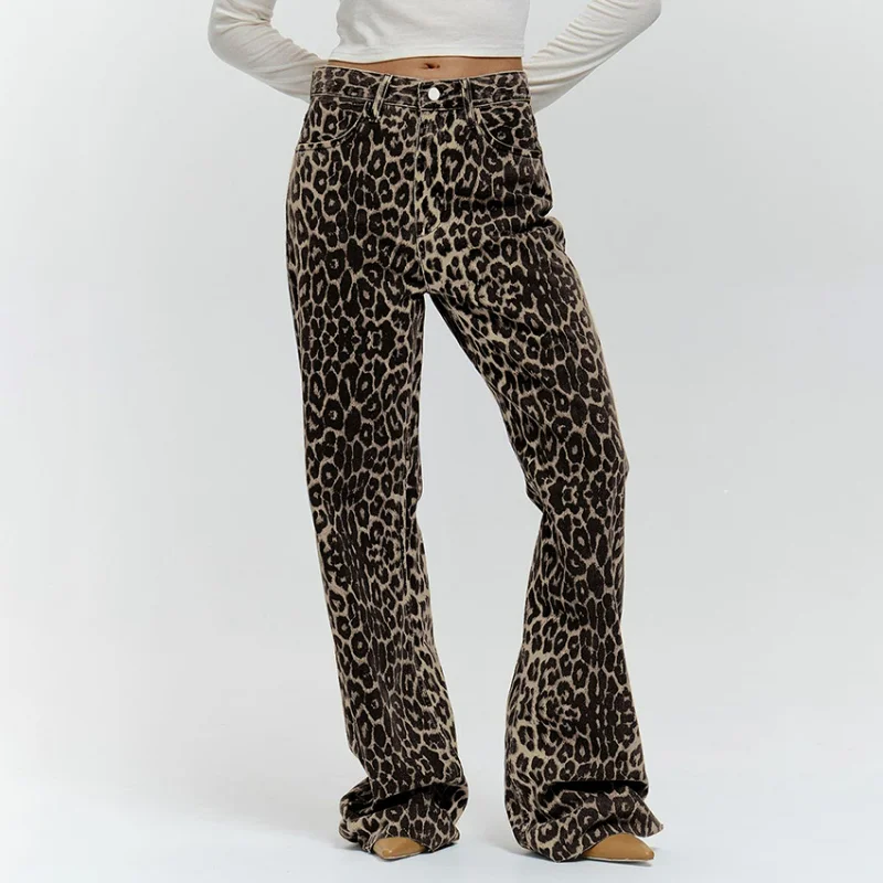 Women Wide-leg Leopard Pants Print Casual Trousers Treet Style Pure Cotton Low-waist 2024 European and American Spring Fashion
Women Wide-leg Leopard Pants Print Casual Trousers Treet Style Pure Cotton Low-waist 2024 European and American Spring Fashion